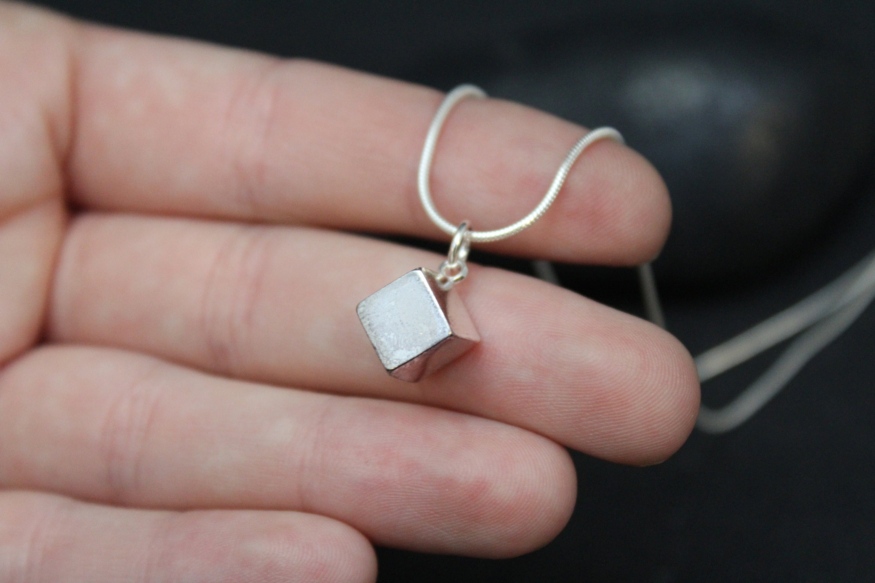 Cube Necklace Silver