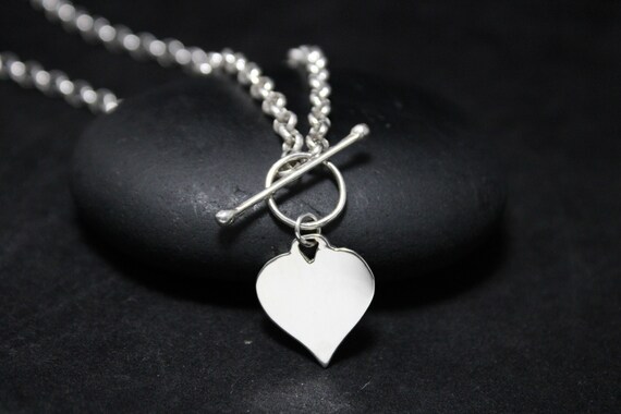 Sterling Silver Toggle Heart Minimalist Chain Nec… - image 2
