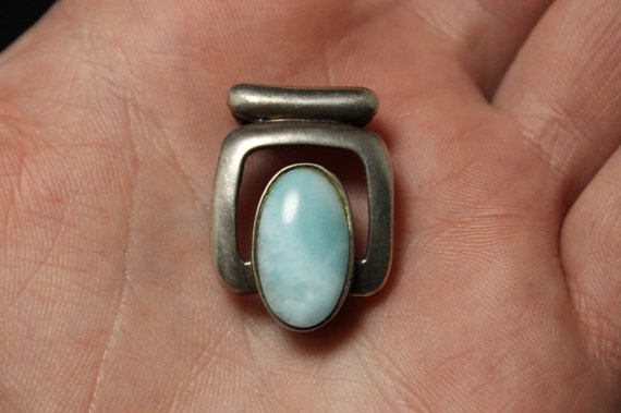 Sterling Silver Oval Larimar Slide Pendant, Sterl… - image 7