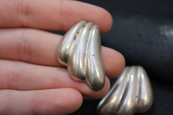 Hollow Sterling Silver Chunky Earrings, Bold Ster… - image 2