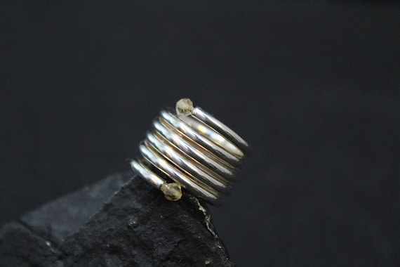 Sterling Silver Beaded Spiral Ring, Sterling Spir… - image 1