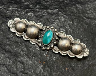 VTG Sterling Silver Brooch Pin, Blue/Green Stone Southwestern Style Floral 925 Silver Pin, Vintage Statement Jewelry