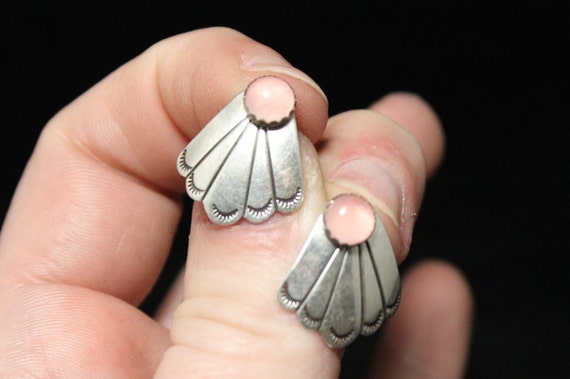 Sterling Silver Rose Quartz Stud Earrings with De… - image 5
