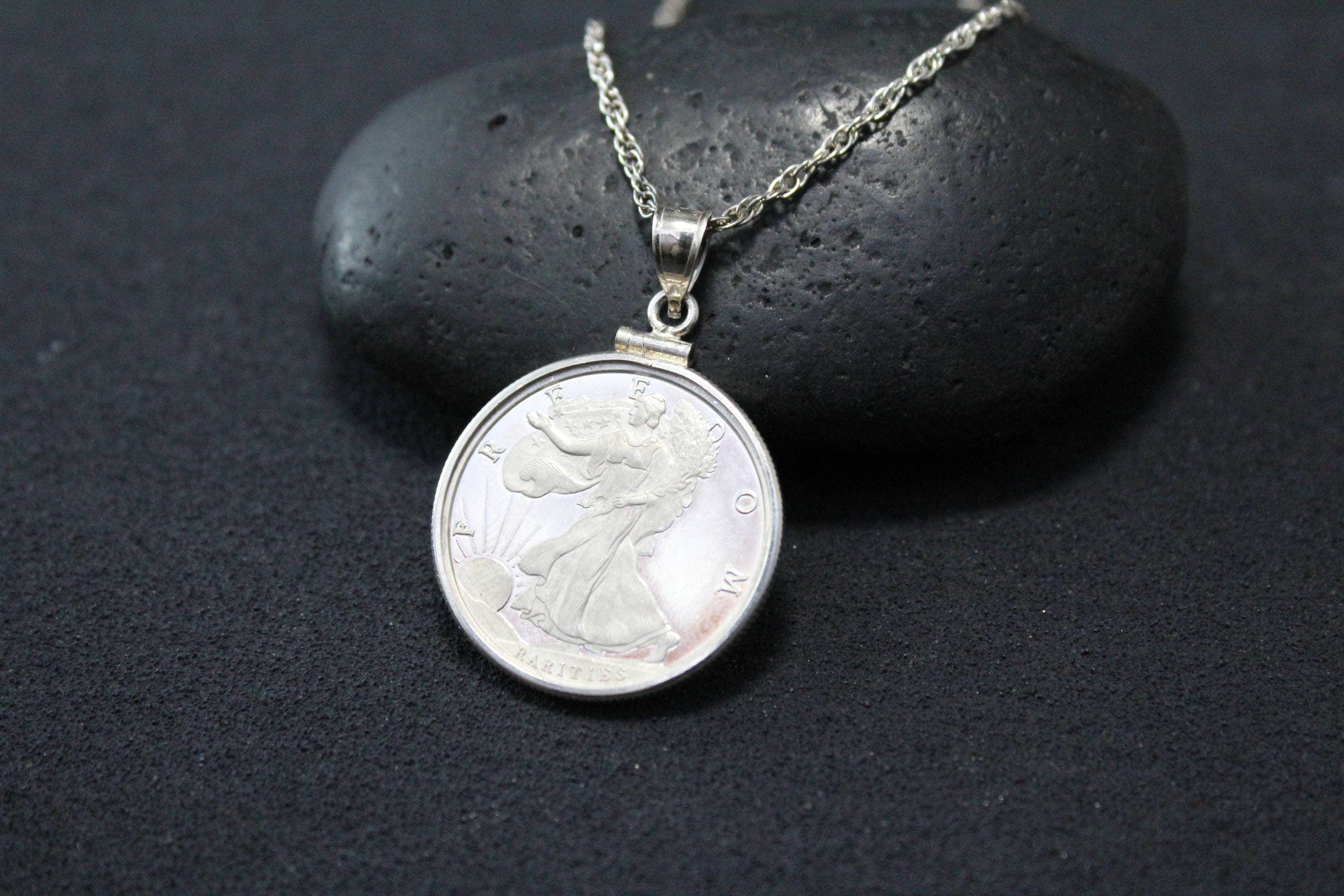 Sterling Silver Freedom Rarities Coin Necklace, American Necklace