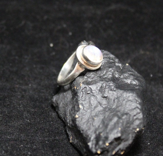 Sterling Silver Moonstone Ring, Simple Silver Boh… - image 2