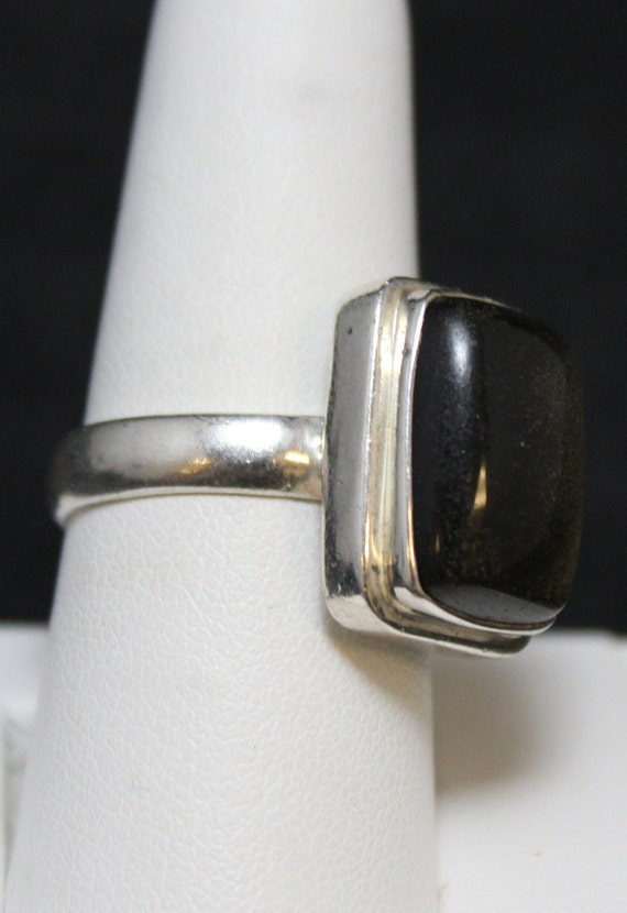 Sterling Silver Sparkling Black Gemstone Ring - image 3