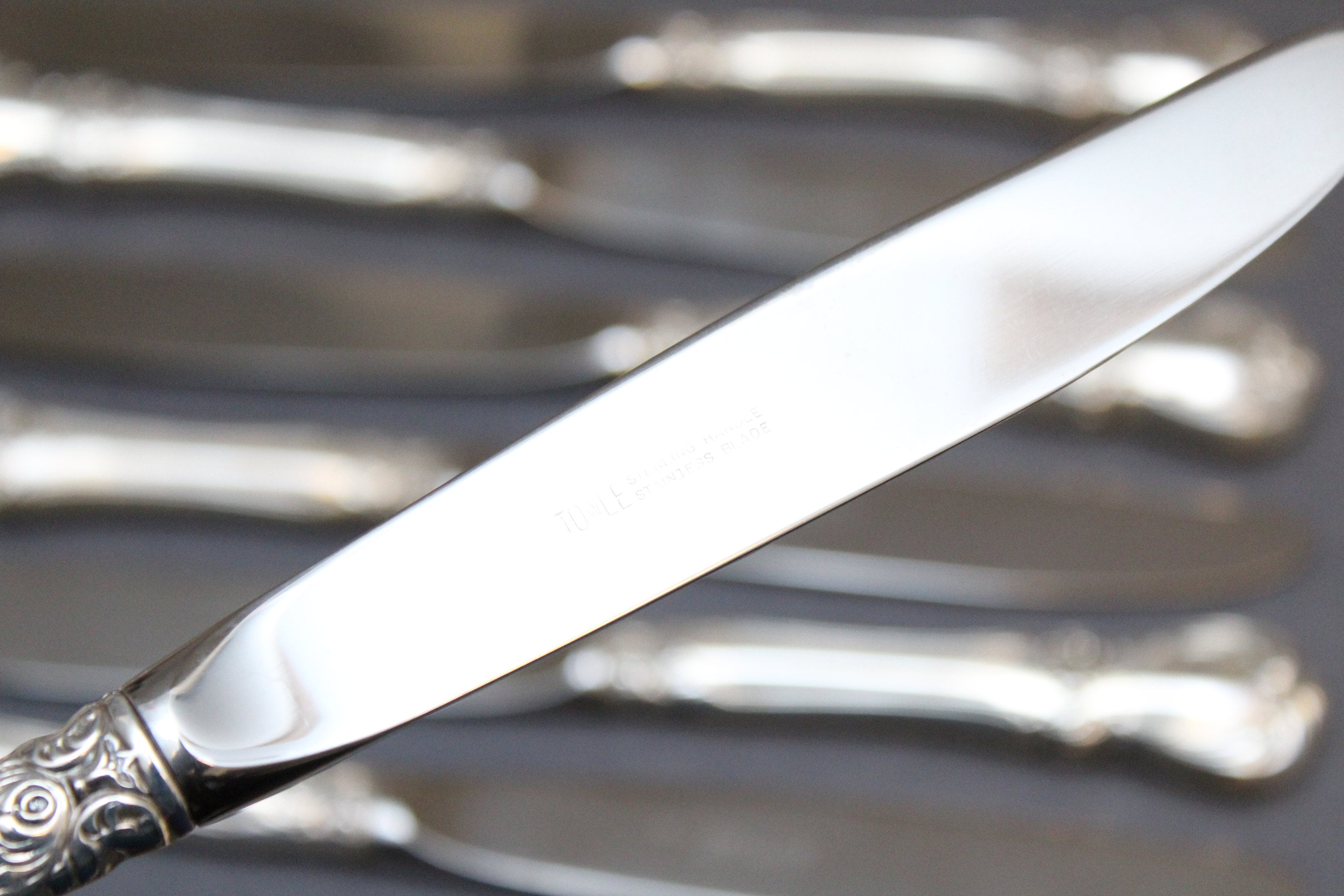 Sterling Silver Set of 7 Old Master Dinner Knives, Old Master Hollow