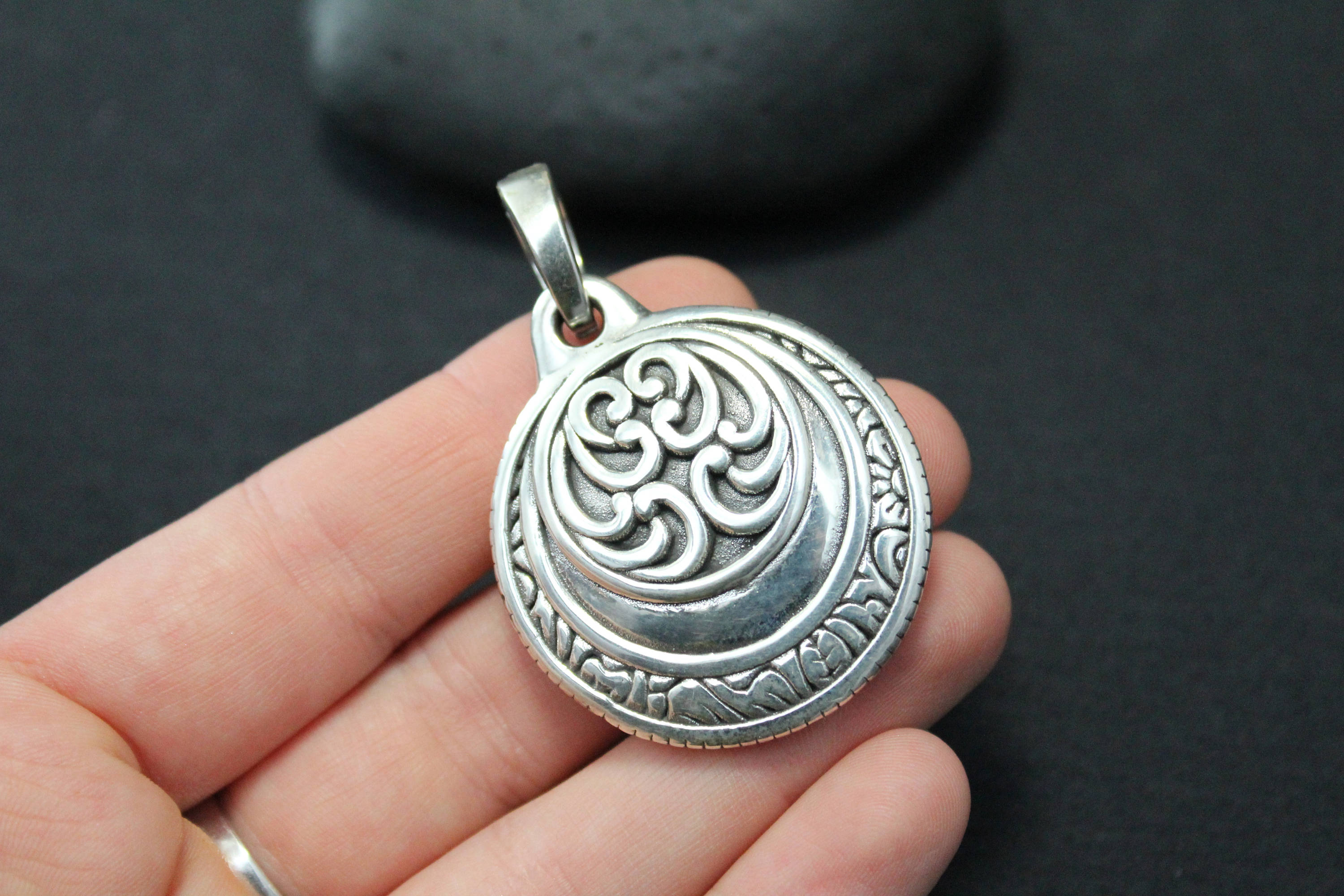 Sterling Silver Balinese Enhancer Pendant, Sterling Balinese Pendant