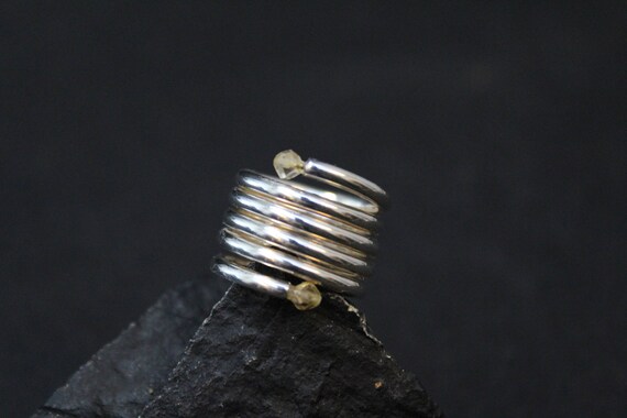 Sterling Silver Beaded Spiral Ring, Sterling Spir… - image 3