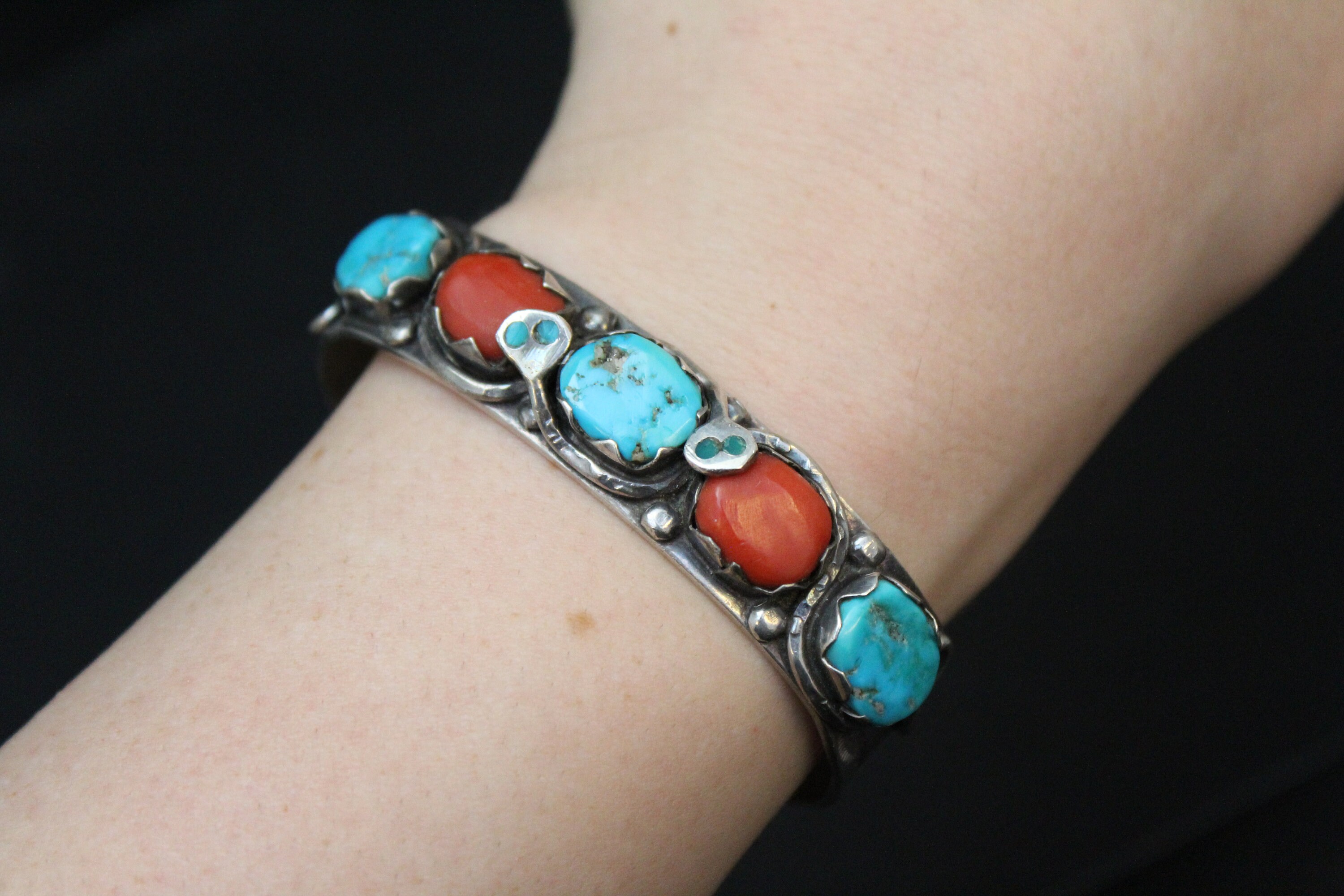 Reserved for Esther Sterling Silver Signed Zuni Effie C Turquoise and