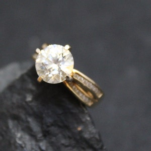 Sterling Silver CZ Engagement Ring, Channel Set CZ Ring, Gold Over Sterling, Vermeil Wedding Ring, Sterling Engagement Ring, CZ Band Ring