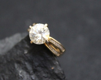 Sterling Silver CZ Engagement Ring, Channel Set CZ Ring, Gold Over Sterling, Vermeil Wedding Ring, Sterling Engagement Ring, CZ Band Ring