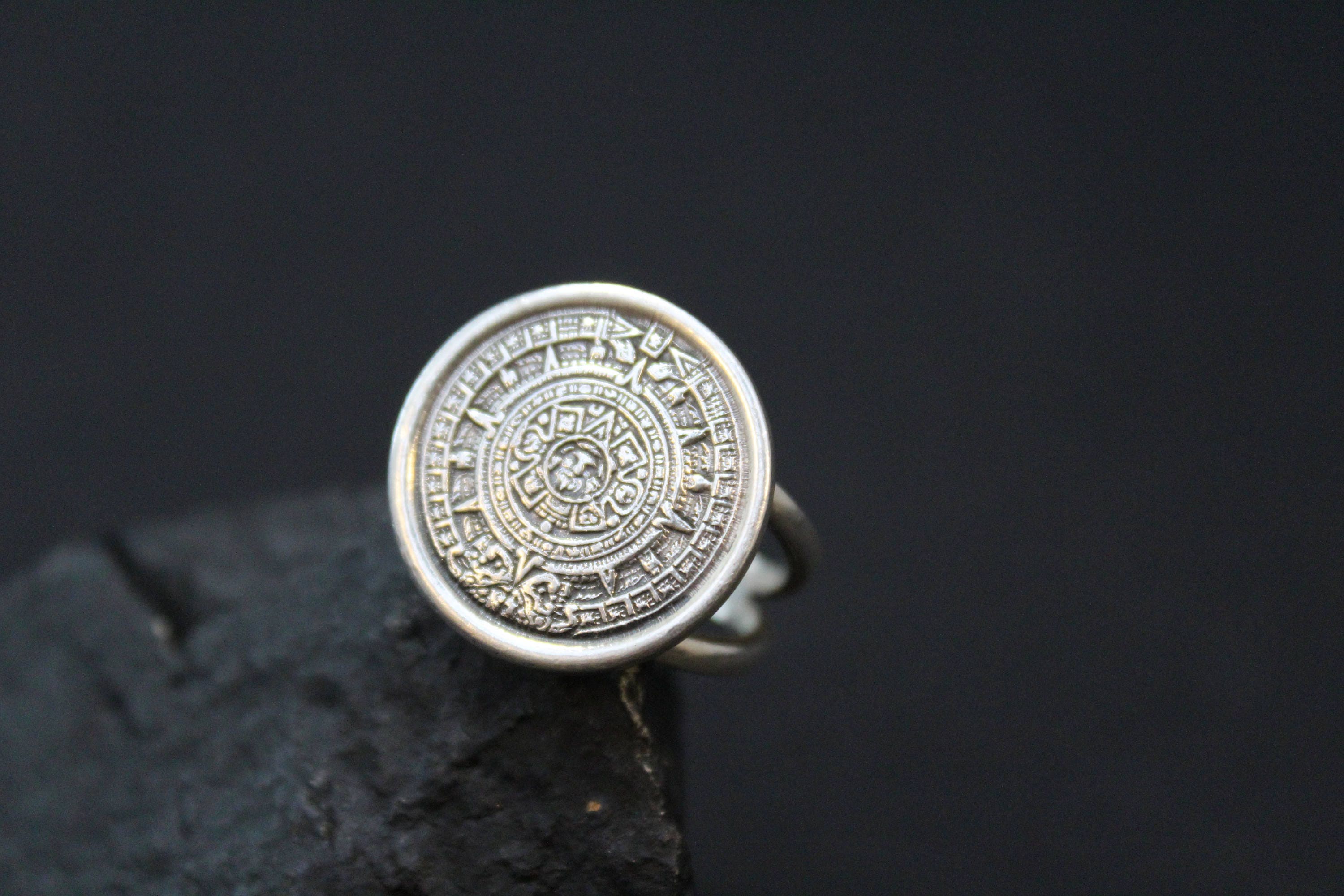 Sterling Silver Mayan Calendar Ring Mayan Jewelry Mayan Calendar Sterling Silver Mayan Calendar Ring Mayan Jewelry Mayan Calendar
