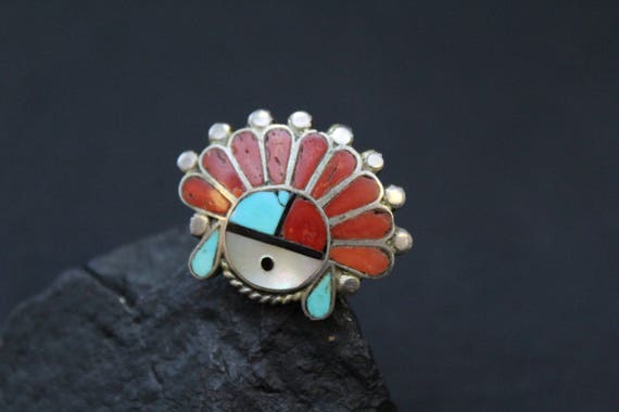 Sterling Silver Native American Zuni Sun God Ring,