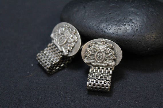 Rare Sterling Silver Seagram Fold Over Cuff Links… - image 2