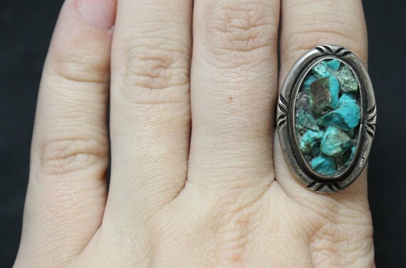 Sterling Silver Turquoise Nuggets Ring, Turquoise Chunks Ring, Turquoise Pieces Ring, Raw Turquoise Ring View 4