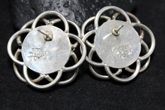 Sterling Silver Taxco Domed Flower Earrings, Ster… - image 4