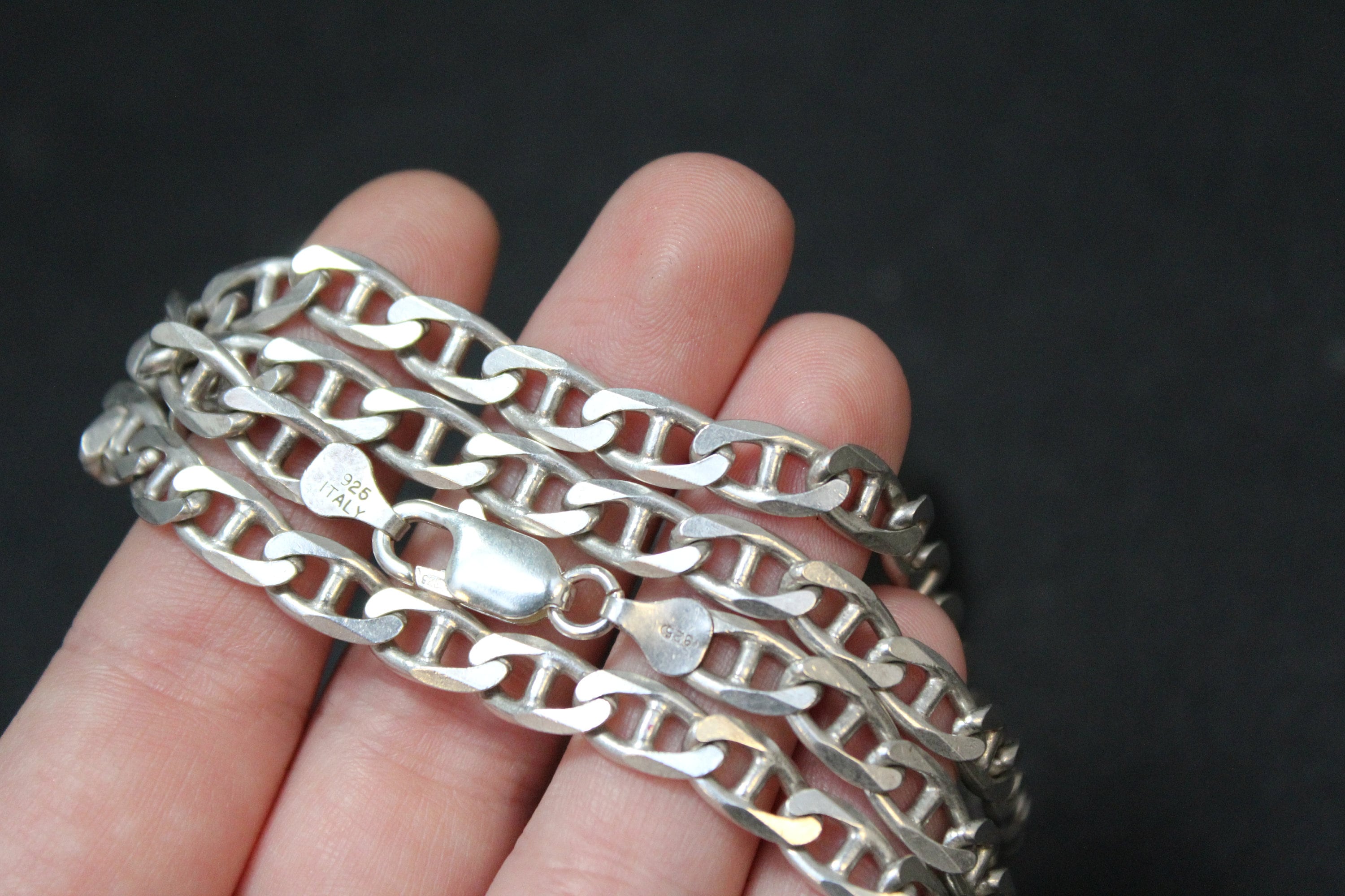 Sterling Silver Gucci Link Chain, Sterling Anchor Chain, Heavy Sterling Silver Chain, Men's