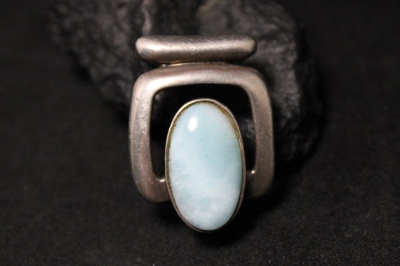 Sterling Silver Oval Larimar Slide Pendant, Sterl… - image 2