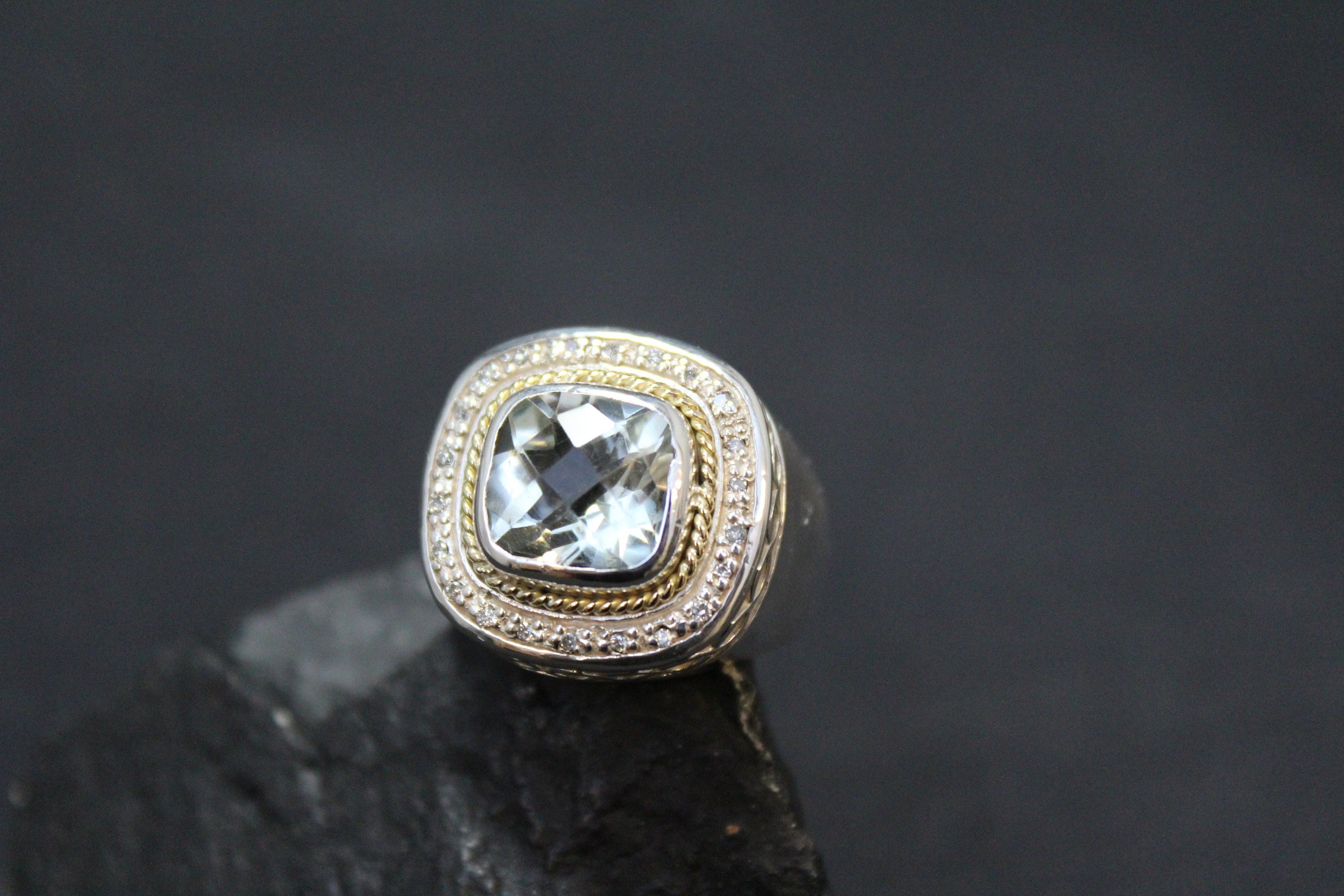 Rare Sterling Silver and 18k Gold Samuel Benham BJC Green Amethyst ...