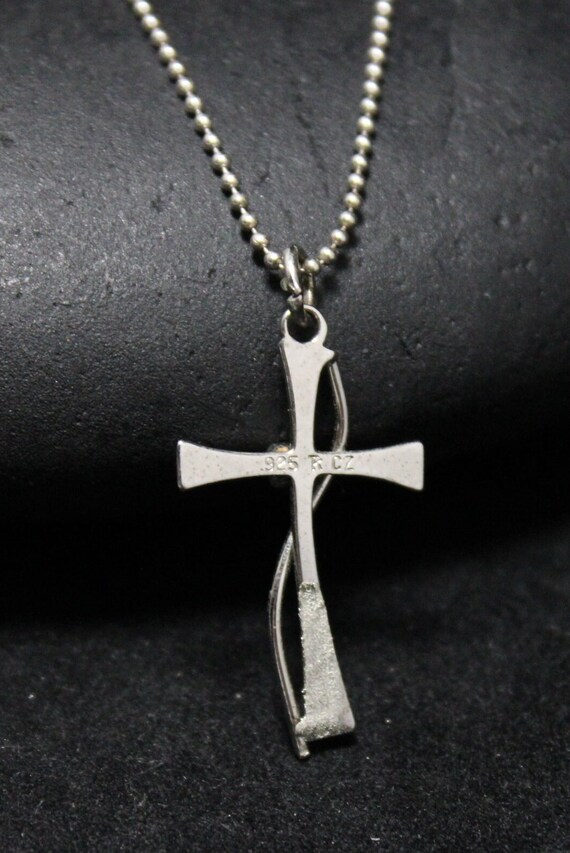 Simple Sterling Silver CZ Cross Necklace, Dainty … - image 3