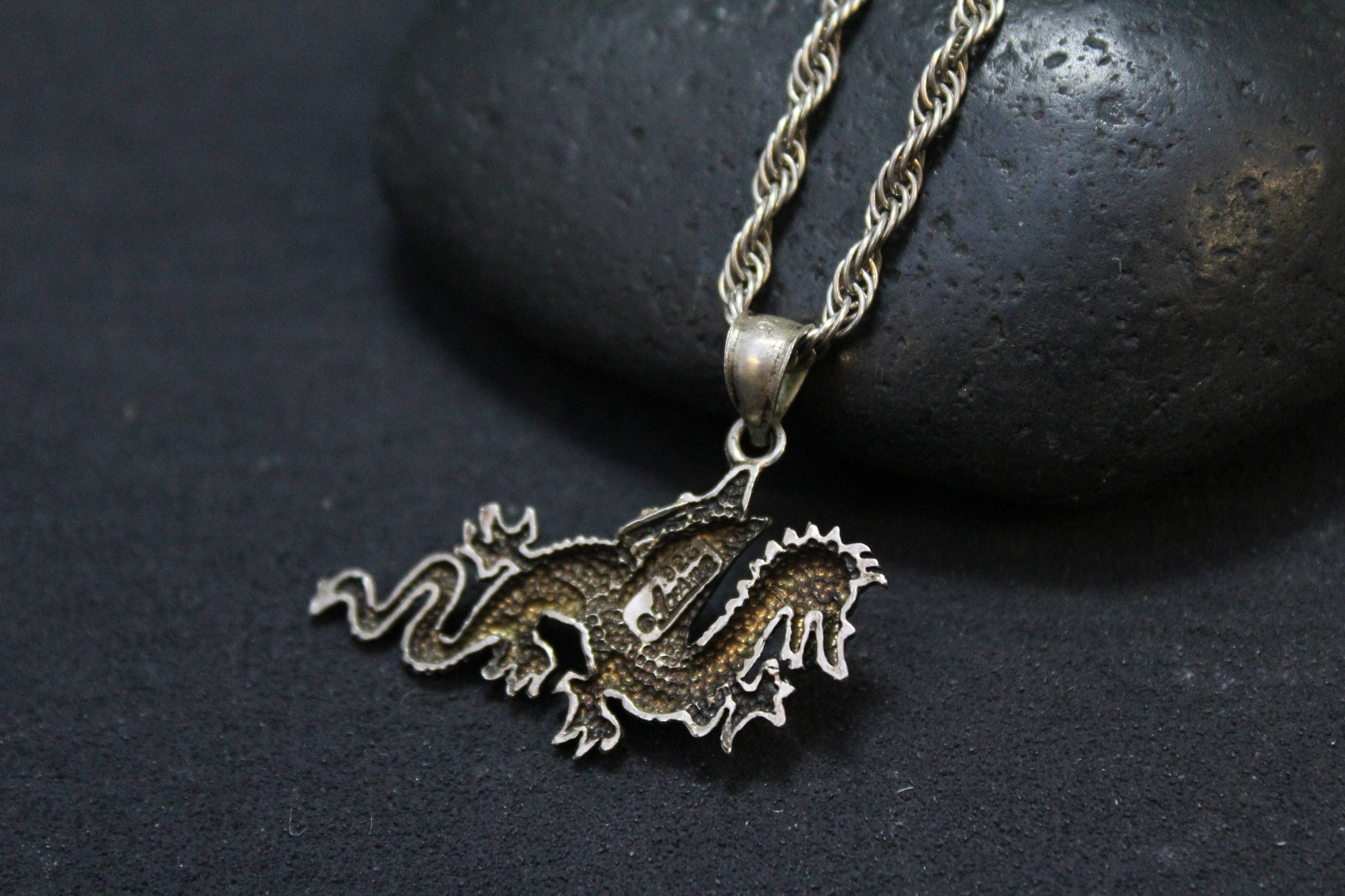 Sterling Silver Dragon Necklace Sterling Silver Dragon Pendant Long 