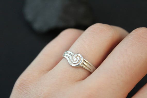 Silver Swirl Band Ring, Silver Swirl Ring, Silver