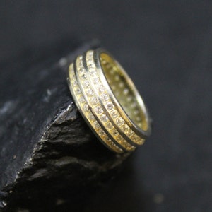 Sterling Silver Two Tone CZ Ring, CZ Eternity Band, CZ Pave Ring, Sterling Silver Cubic Zirconia Ring, Two Tone Fake Diamond Eternity Band