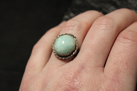 Sterling Silver Amazonite Boho Ring With Rope Bor… - image 8