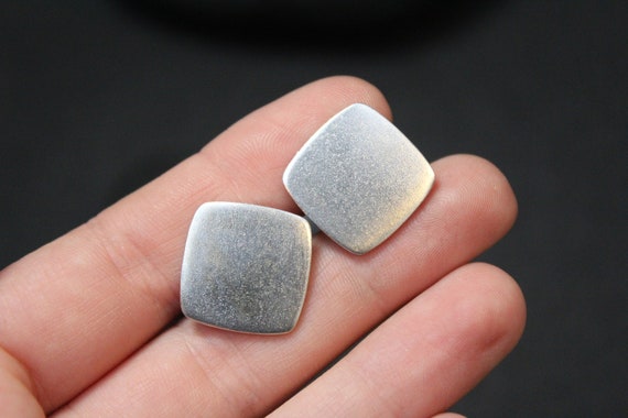 Sterling Silver Modern Square Cuff Links, Simple … - image 3