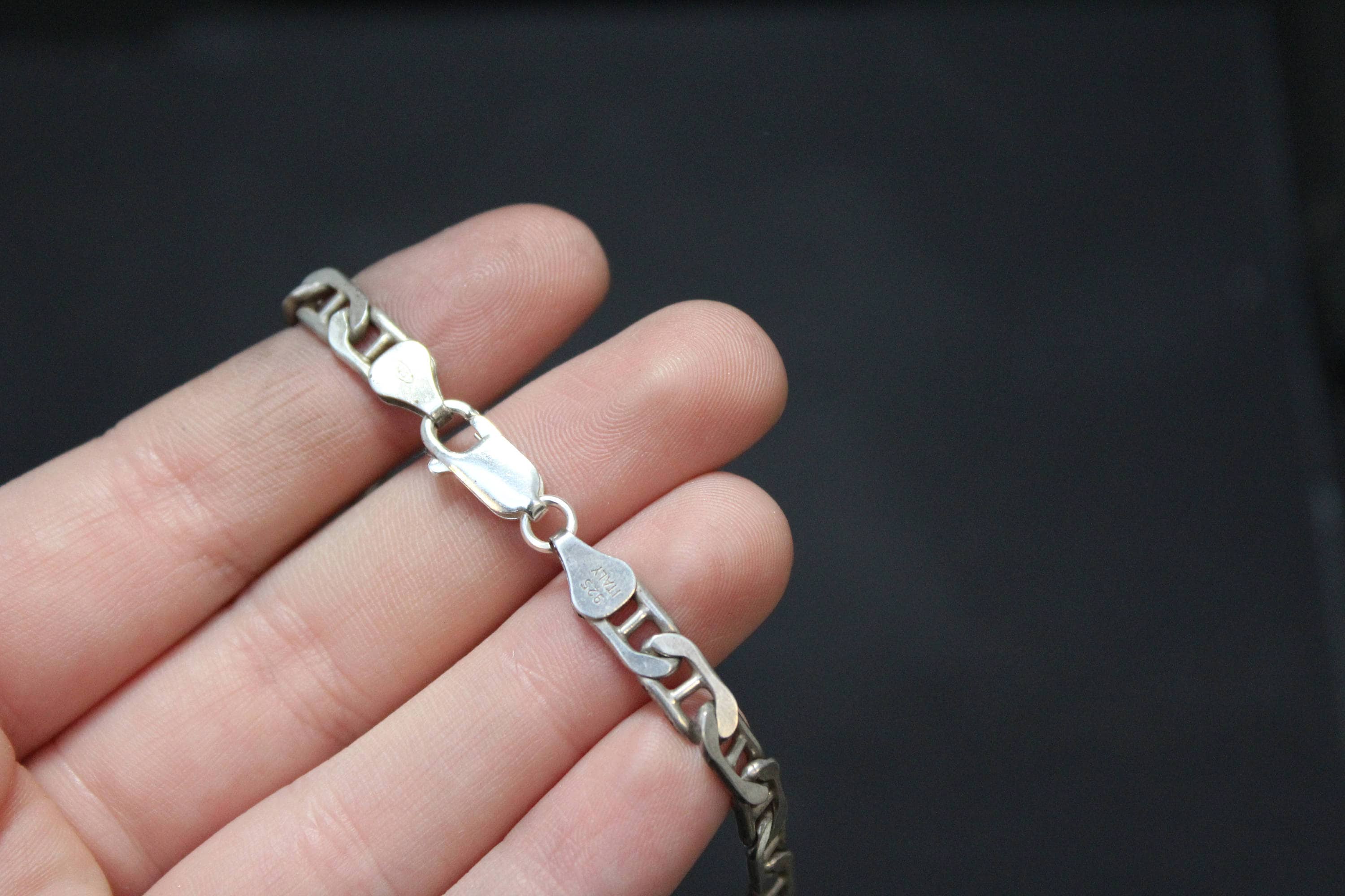 Sterling Silver Gucci Link Chain, Sterling Anchor Chain, Heavy Sterling Silver Chain, Men's