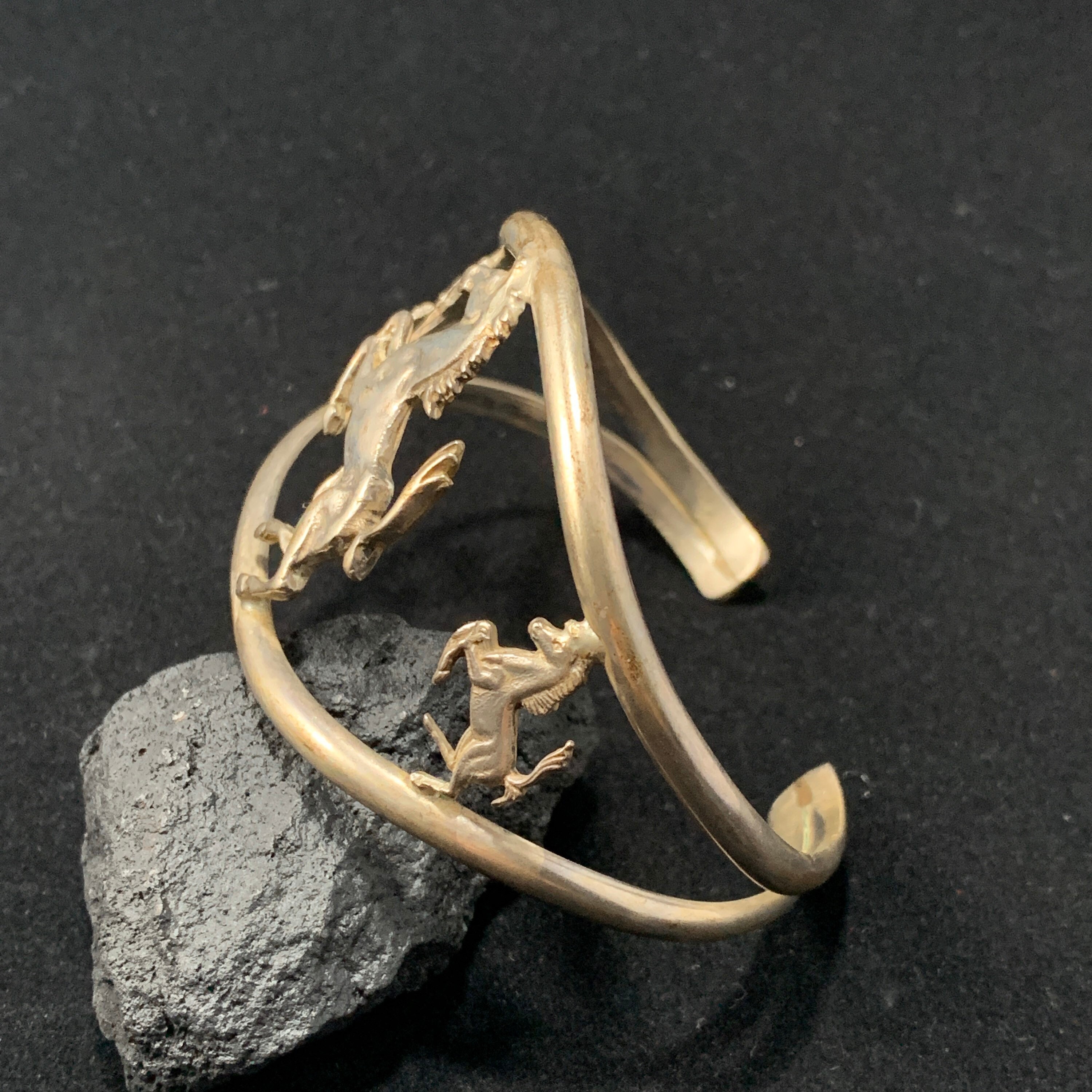 アクセサリー vintage Silver Horse Cuff Bracelet Vintage Kabana Horse Bracelet Sterling Silver Double Head Wild