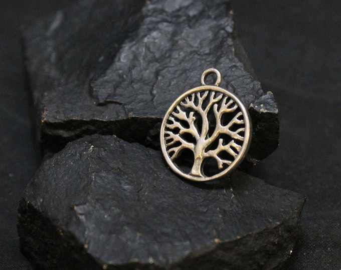 Tree Of Life Silver Pendant, Silver Tree Charm Pendant, Round Tree Of Life Silver Pendant Charm