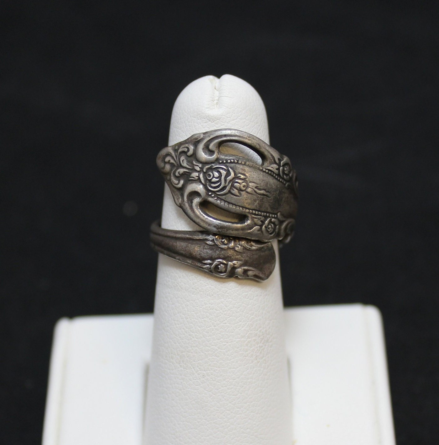 Vintage Bent Spoon Ring, Bent Spoon Sterling Silver Ring, Silverware