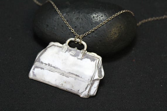 Unique Sterling Silver Suitcase Necklace, Sterlin… - image 6