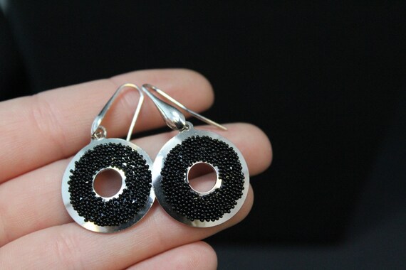 Unique Beaded Sterling Earrings, Italian Sterling… - image 4