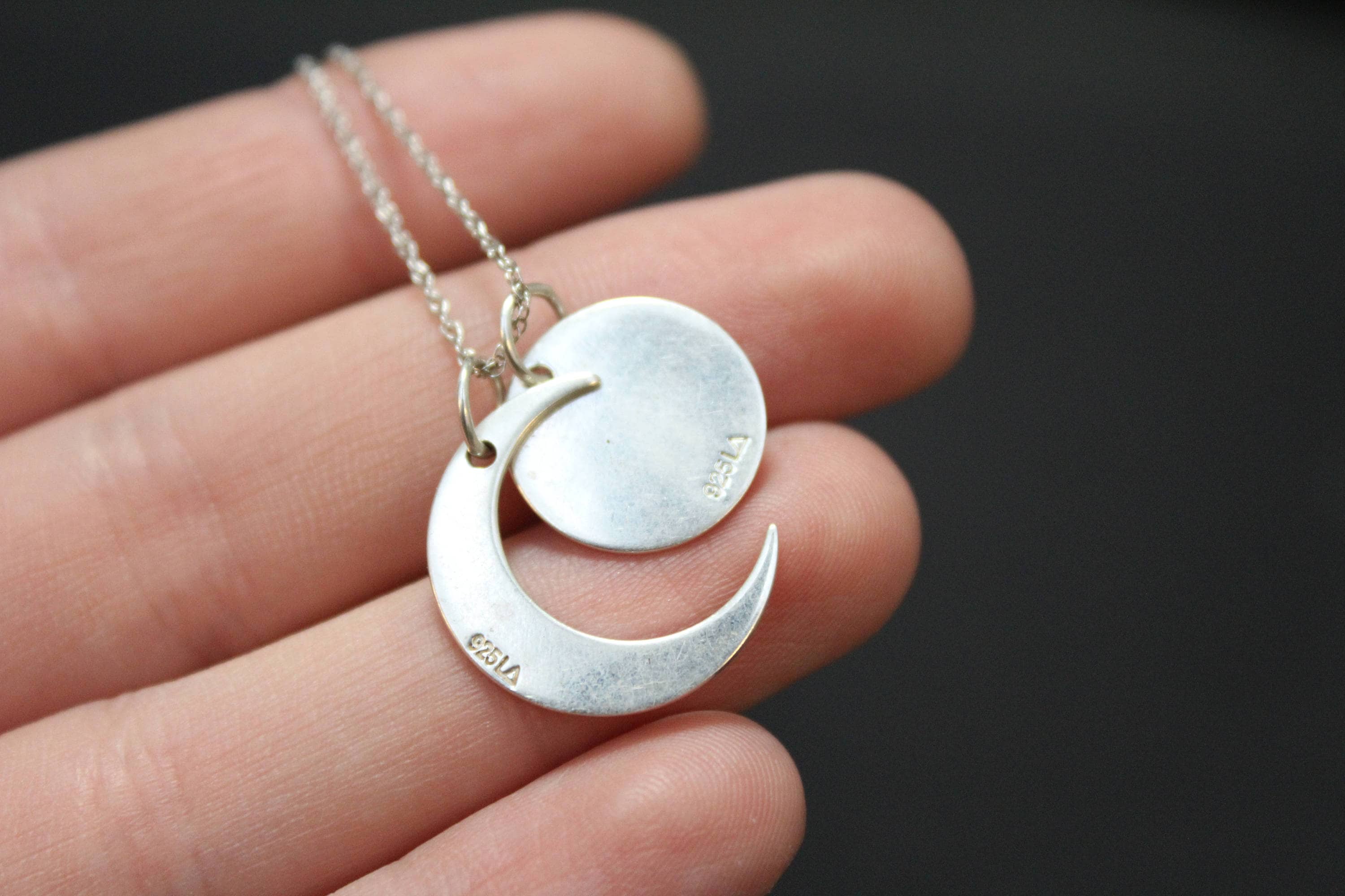 Sterling Silver I Love You to the Moon and Back Charm Necklace, I Love