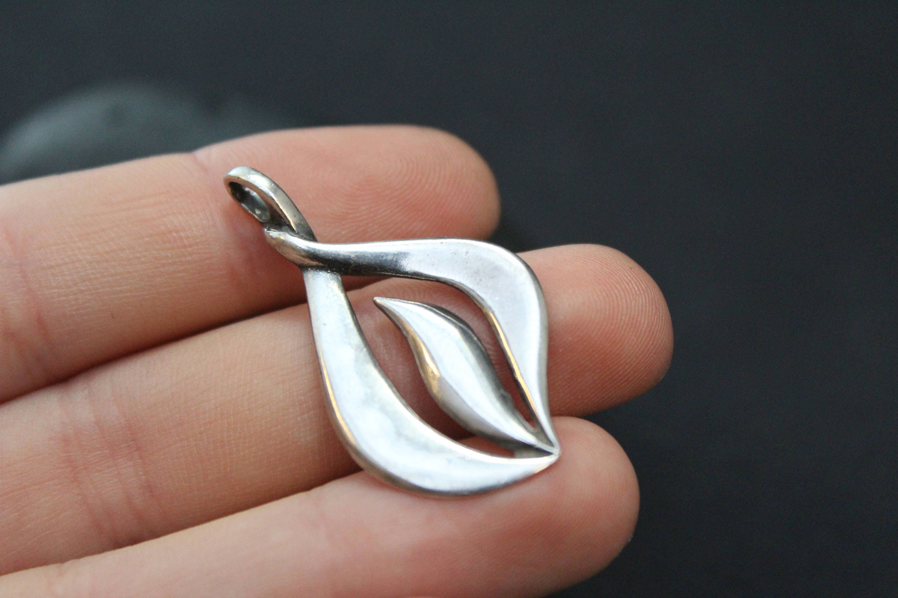 Sterling Silver Modernist Pendant, Modernist Sterling Silver Jewelry