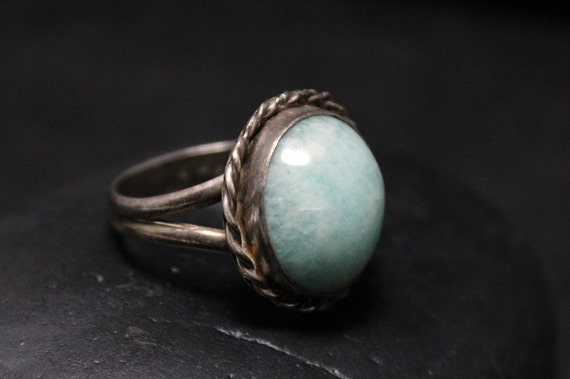 Sterling Silver Amazonite Boho Ring With Rope Bor… - image 3