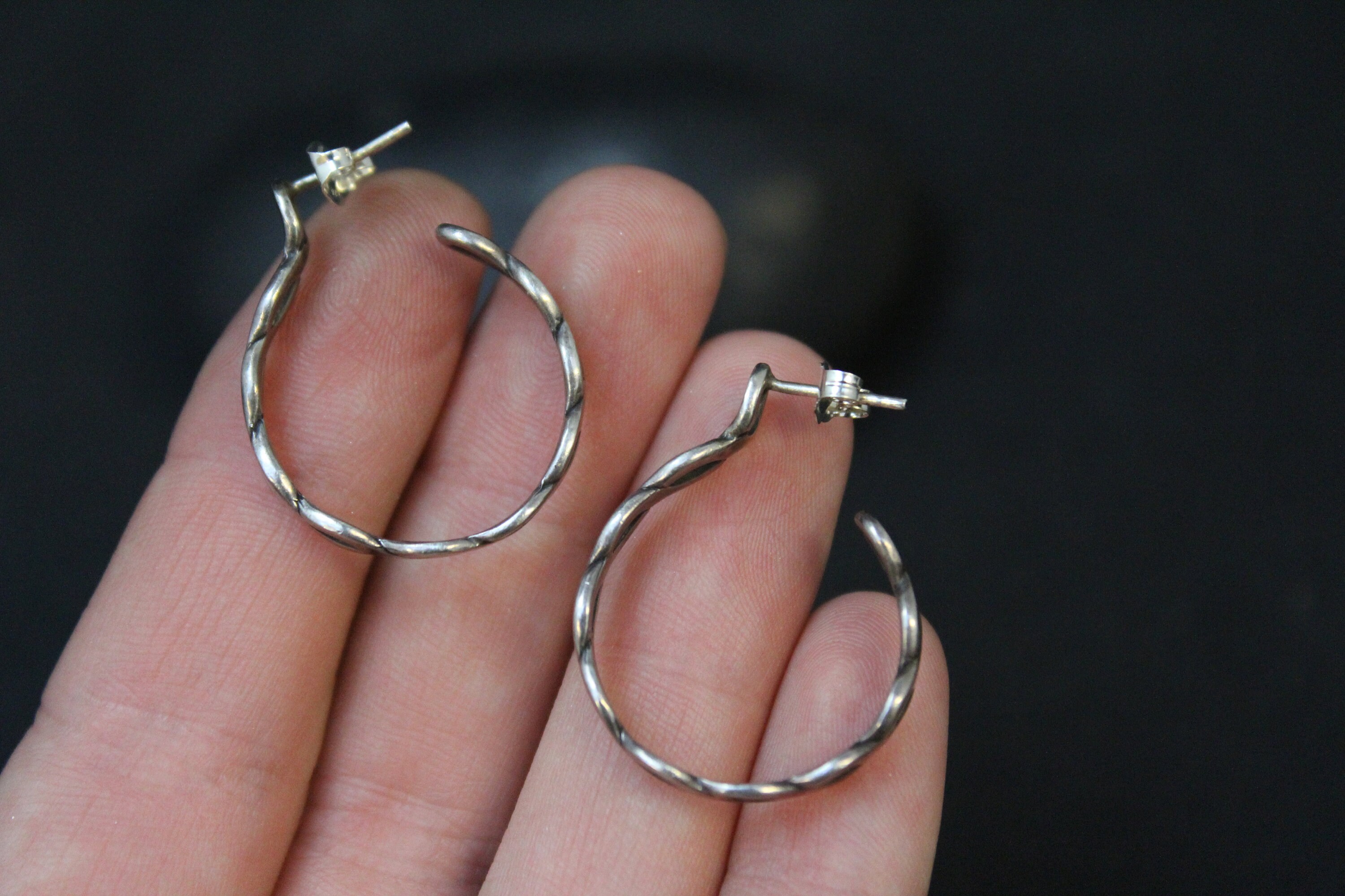 Sterling Silver James Avery Hoop Earrings, Half Hoop Earrings, Sterling