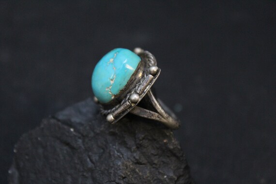 Sterling Silver and Turquoise Old Men's Ring, Tur… - image 2