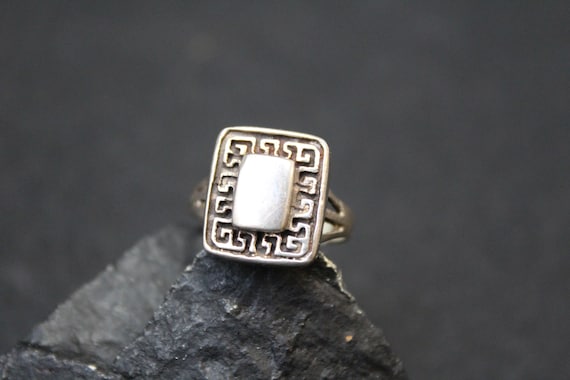 Sterling Silver Greek Kay Blank Monogram Ring, St… - image 2