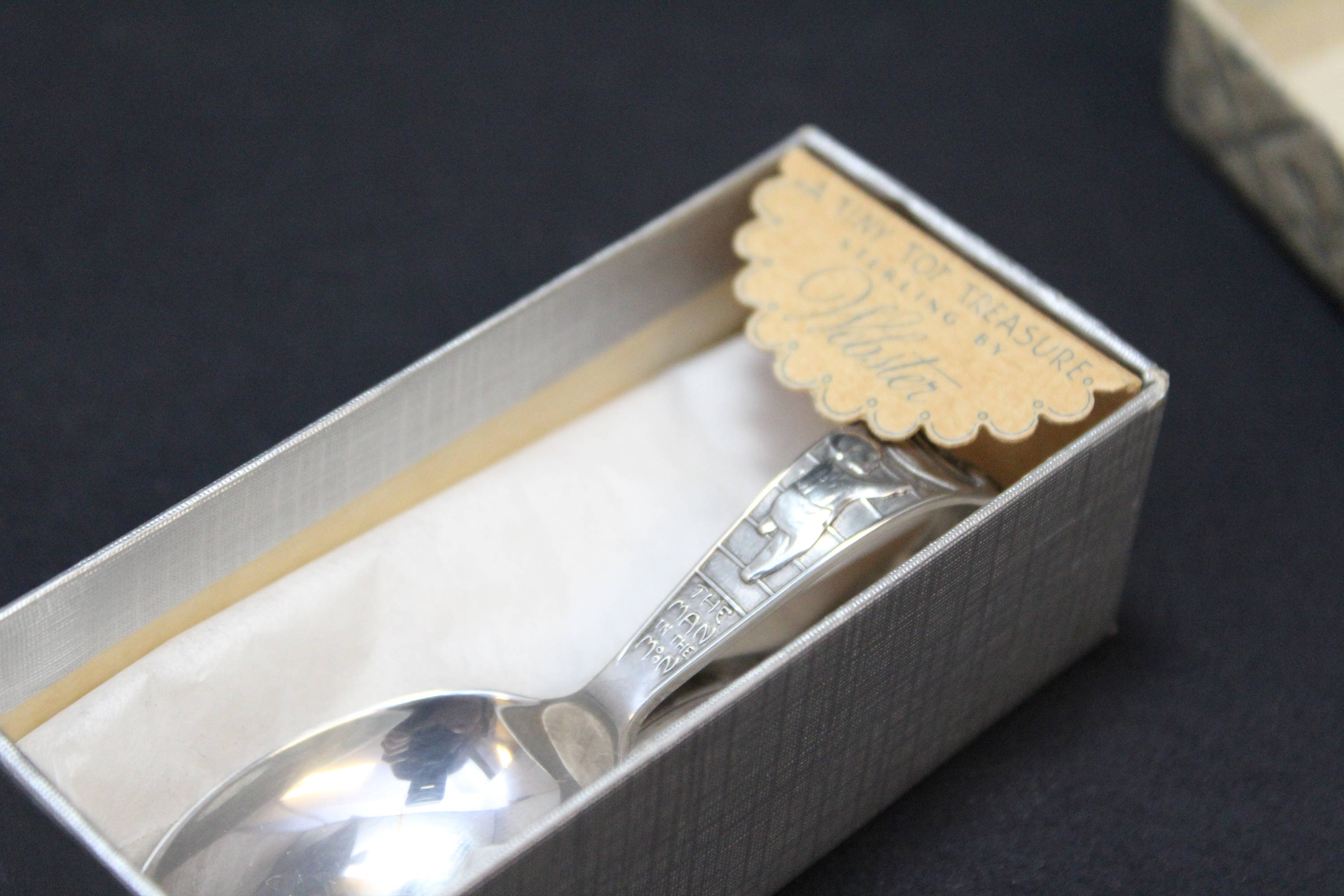 Sterling Silver ster Man in the Moon Baby Spoon in Original Box, Man in the Moon, Sterling