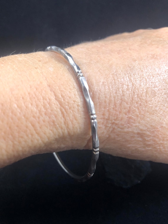 Vintage Sterling Silver Bamboo Bangle Bracelet