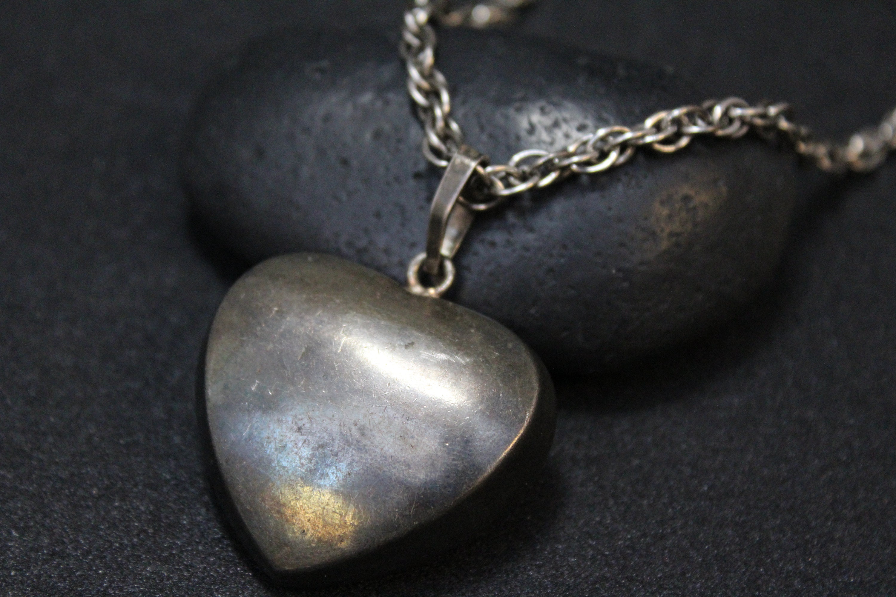 Sterling Silver Puffy Heart Locket Necklace