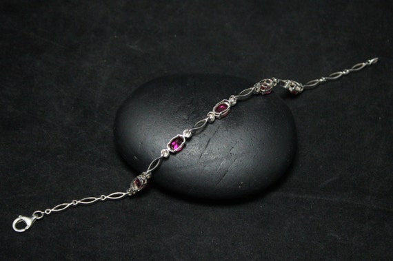 Sterling Silver Ruby Lab Created Link Bracelet, R… - image 5