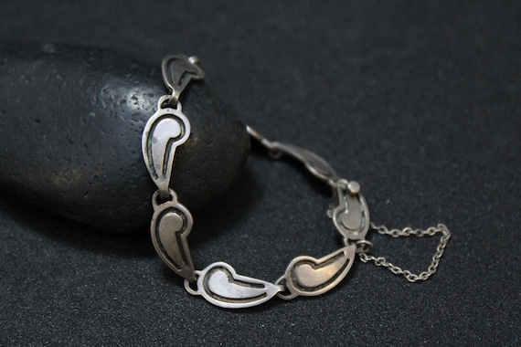 Unique Sterling Silver Mexican Link Bracelet, Sterling Silver Link Bracelet, Unique Sterling Link Bracelet, Overlay Link Bracelet