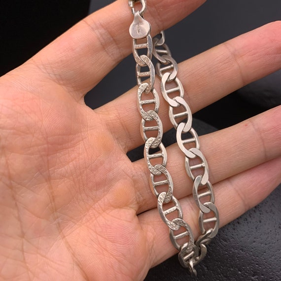 Anchor Link Chain Sterling Bracelet, Long Anchor Chain Link 925