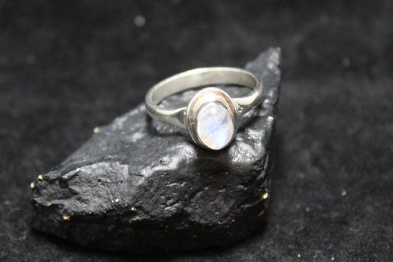 Sterling Silver Moonstone Ring, Simple Silver Boho