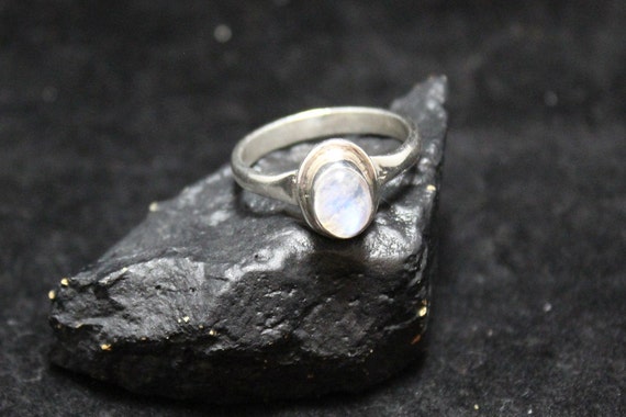 Sterling Silver Moonstone Ring, Simple Silver Boh… - image 1